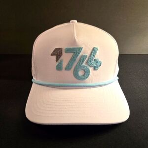 1864 White and Blue Cap Rope Brim Golf Snapback Trucker Cap Dad Hat Adjustable